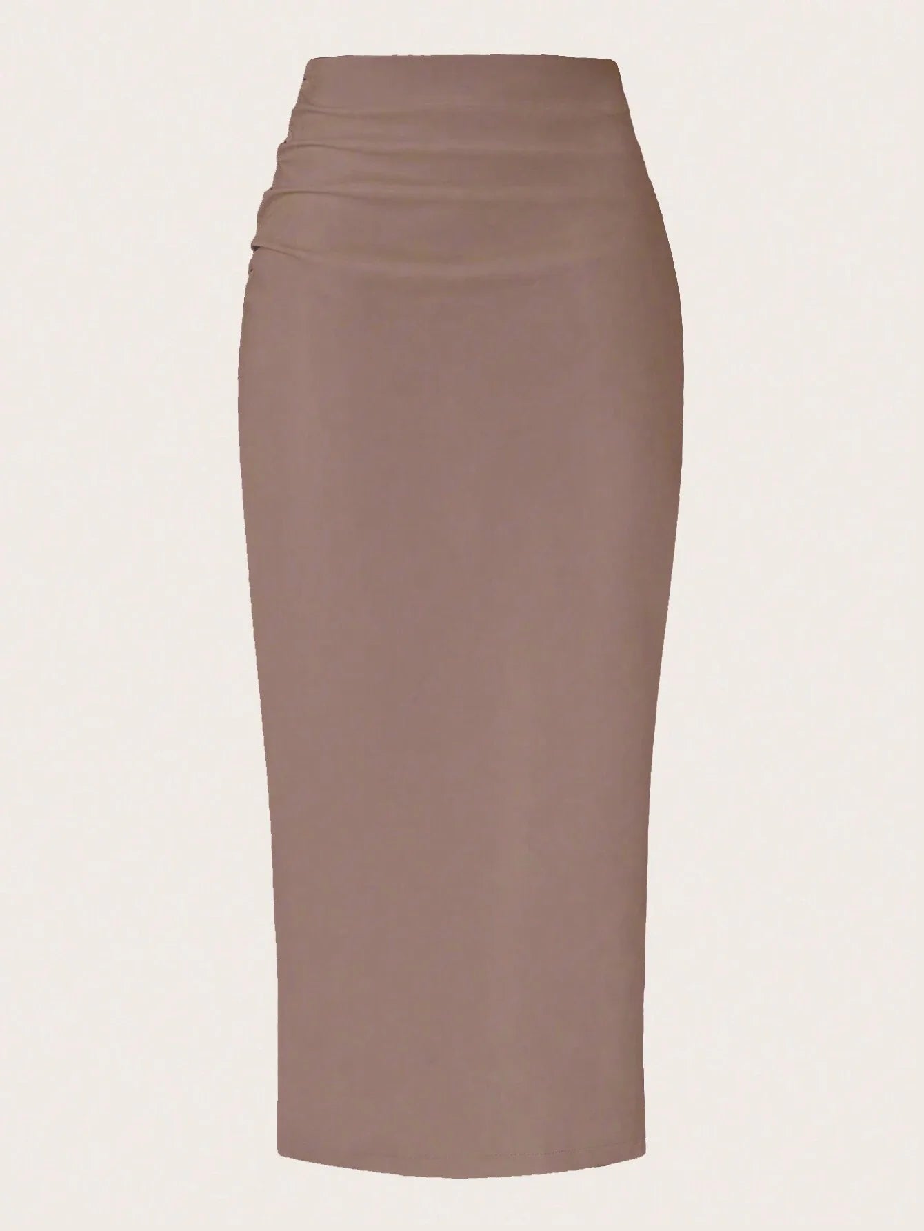 Raffin�a Solid Color Pleated Back Zipper Slit Skirt