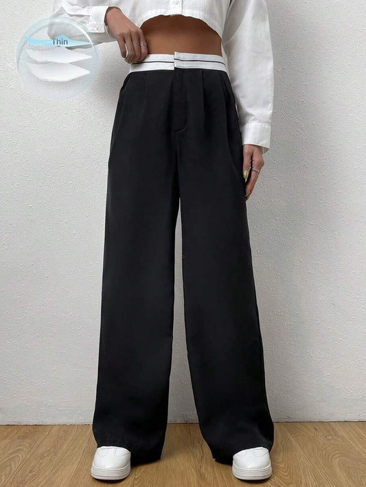 EZwear Contrast Panel Wide Leg Pants