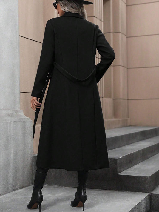 Clasi Waterfall Collar Belted Overcoat