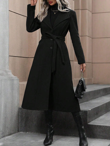 Clasi Waterfall Collar Belted Overcoat