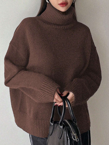 DAZY Turtleneck Drop Shoulder Sweater