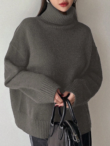 DAZY Turtleneck Drop Shoulder Sweater