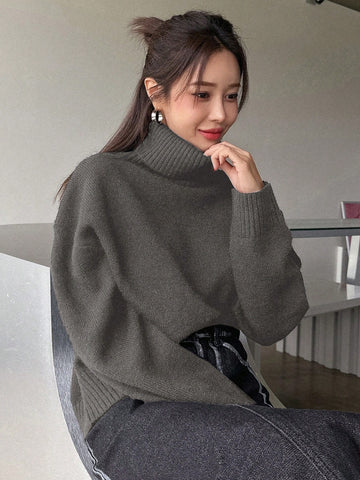 DAZY Turtleneck Drop Shoulder Sweater