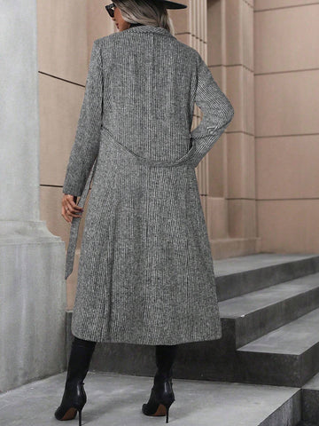 Clasi Waterfall Collar Belted Overcoat