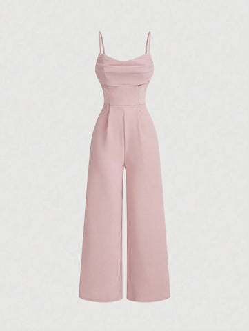 Retro Lace Hollow Out , Wide Leg Jumpsuit