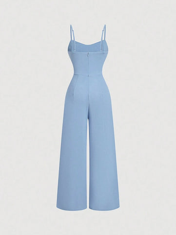 Retro Lace Hollow Out , Wide Leg Jumpsuit