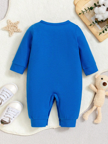 Newborn Baby Front Button Animal Print Casual Romper