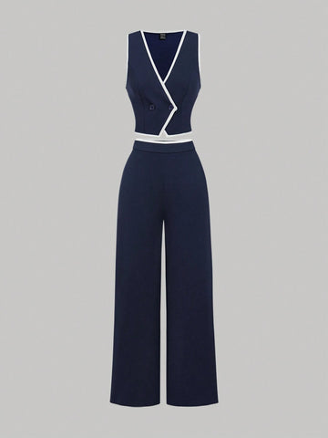 MOD Vintage Color Block Trim Women's Suit Set