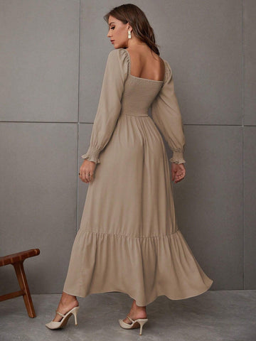 Breezaya Square Neck Ruffle Hem Dress