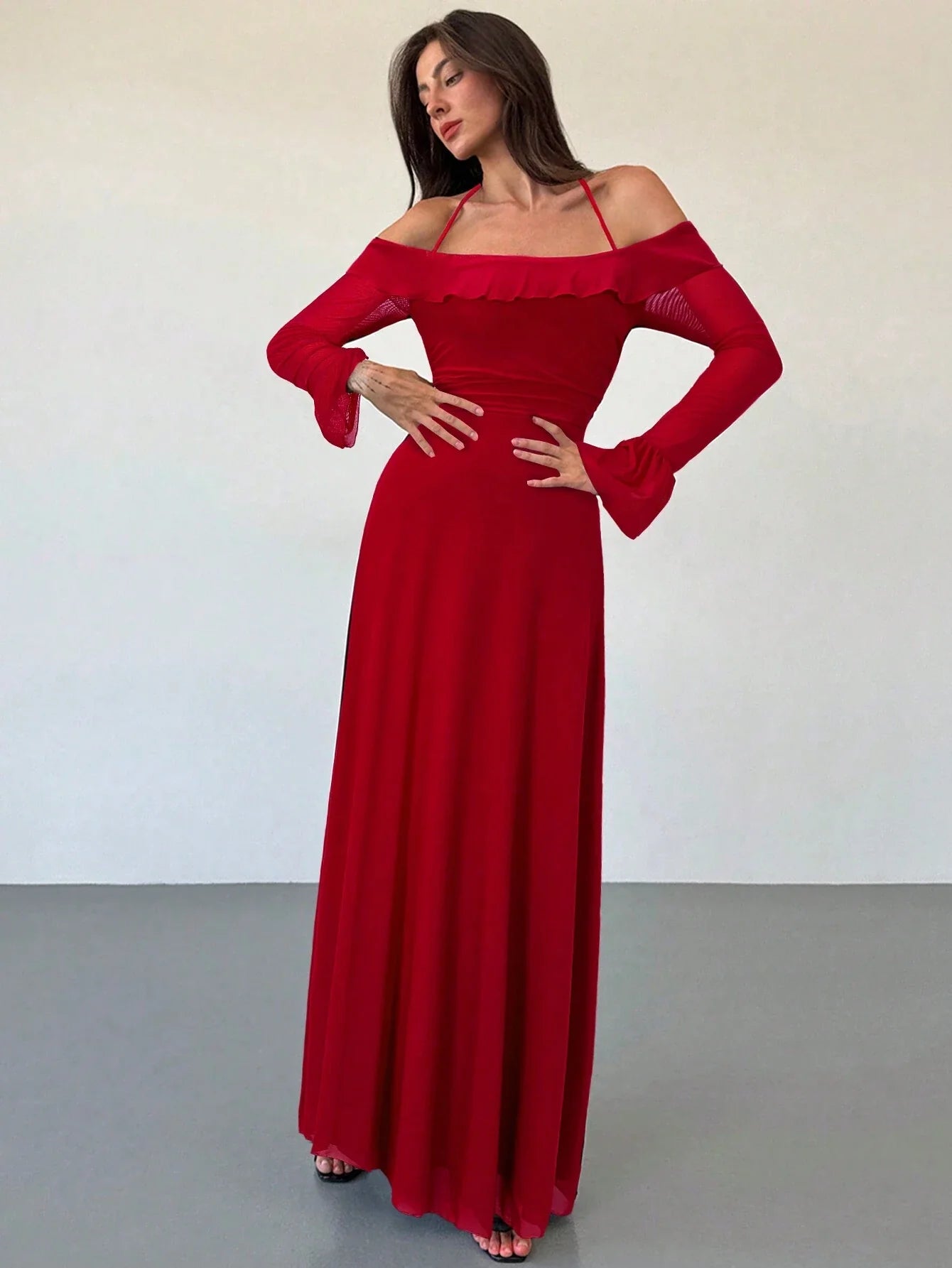 Aloruh Long Sleeve Mesh Dress