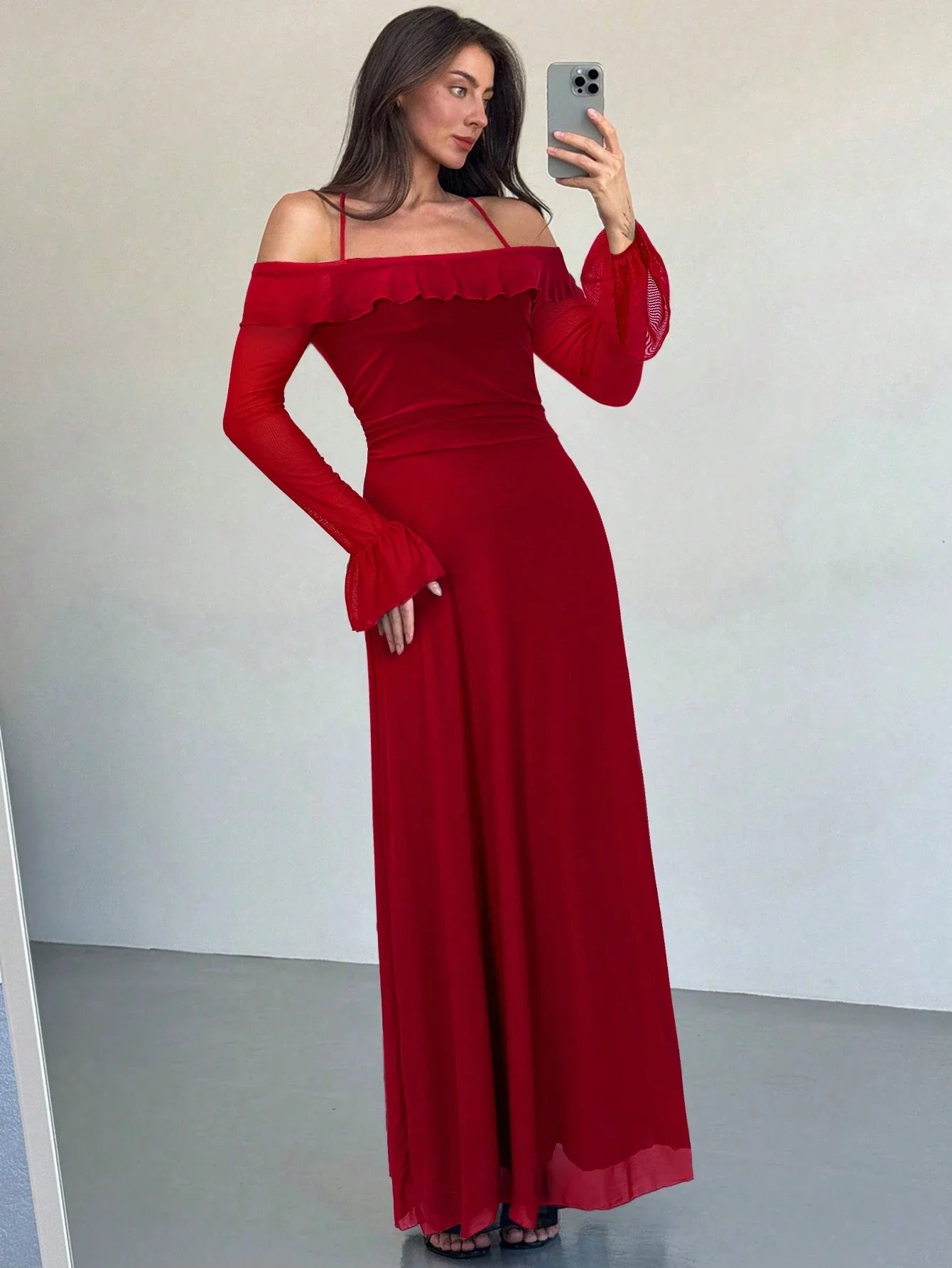Aloruh Long Sleeve Mesh Dress