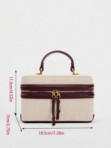 Fashionable Hard-Sided Blue Square Handbag, With Dual Shoulder Straps
