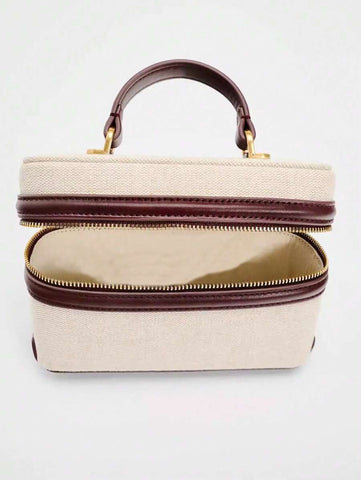 Fashionable Hard-Sided Blue Square Handbag, With Dual Shoulder Straps