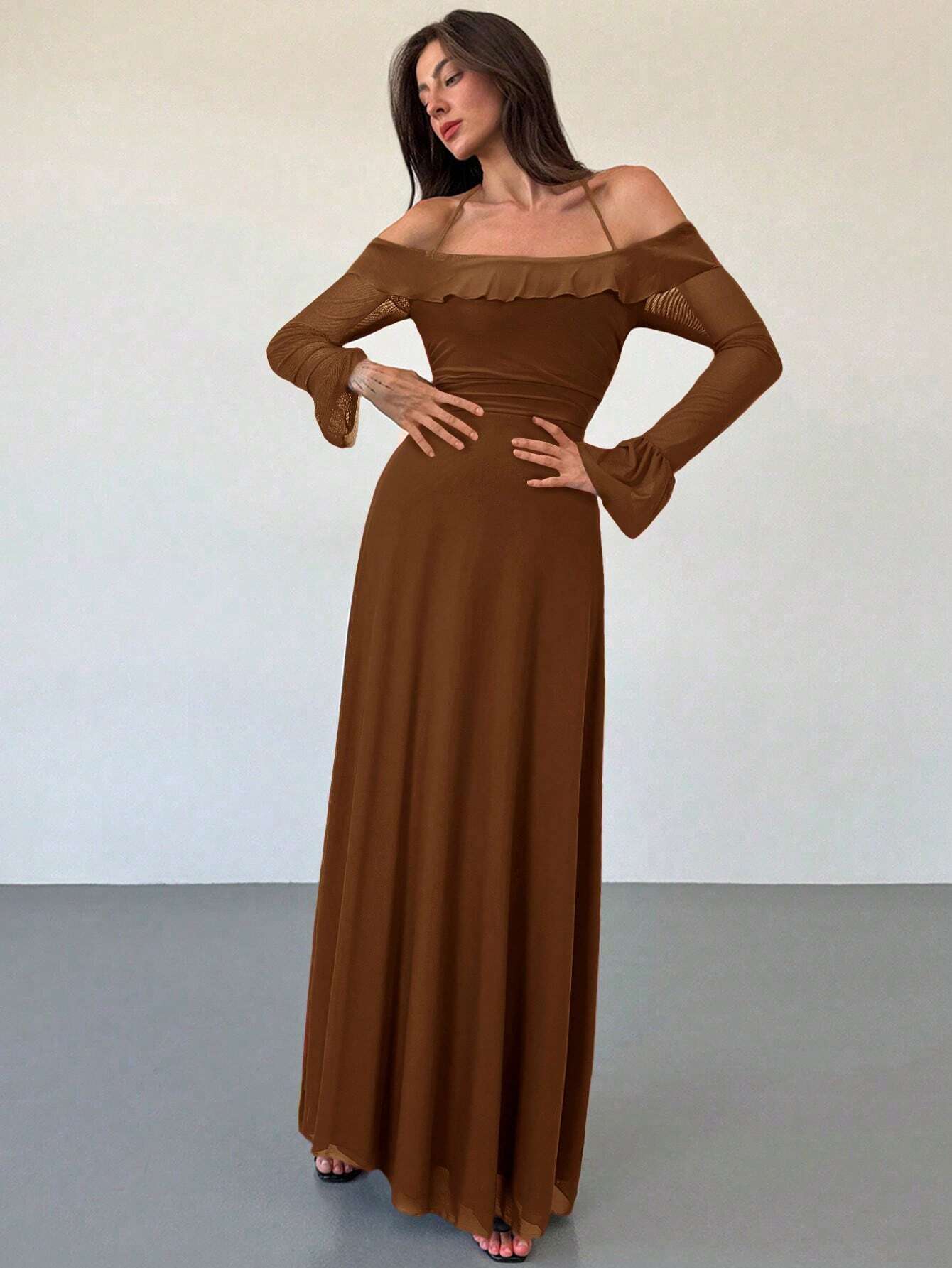 Aloruh Long Sleeve Mesh Dress