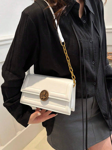 Fashion Solid Color Vintage Metal Lock Buckle Bag