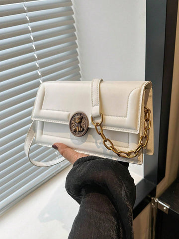 Fashion Solid Color Vintage Metal Lock Buckle Bag