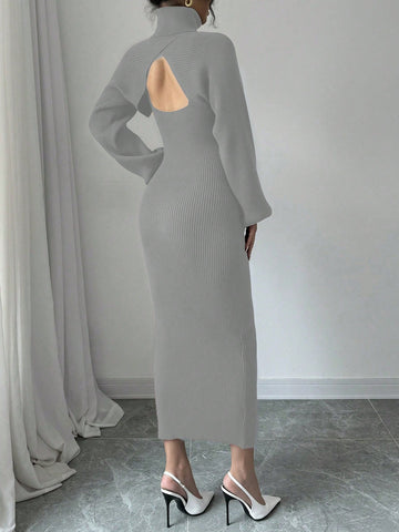 Raffinéa V-Neck Sleeveless Sweater Dress + High Neck Cropped Lantern Sleeve Pullover Sweater Set