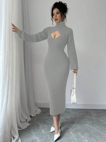 Raffinéa V-Neck Sleeveless Sweater Dress + High Neck Cropped Lantern Sleeve Pullover Sweater Set