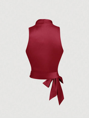 MOD Women Vintage Sleeveless Knot Back Crisscross Tank Top