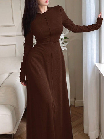 Mulvari Women Elegant Solid Color Long Dress