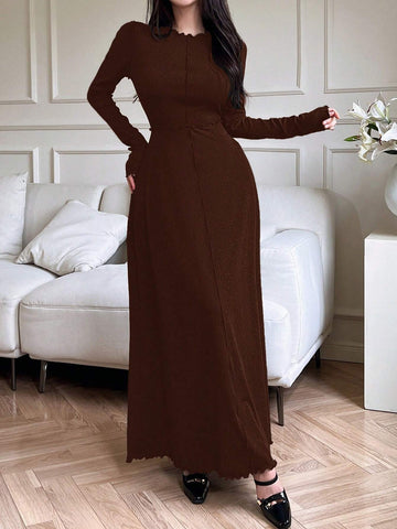 Mulvari Women Elegant Solid Color Long Dress