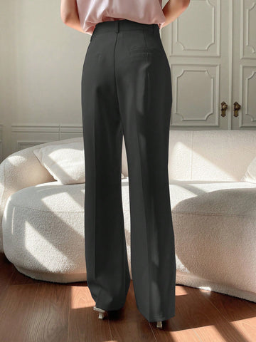DAZY Women's Plain Pocket Straight Leg Business Casual Pants
