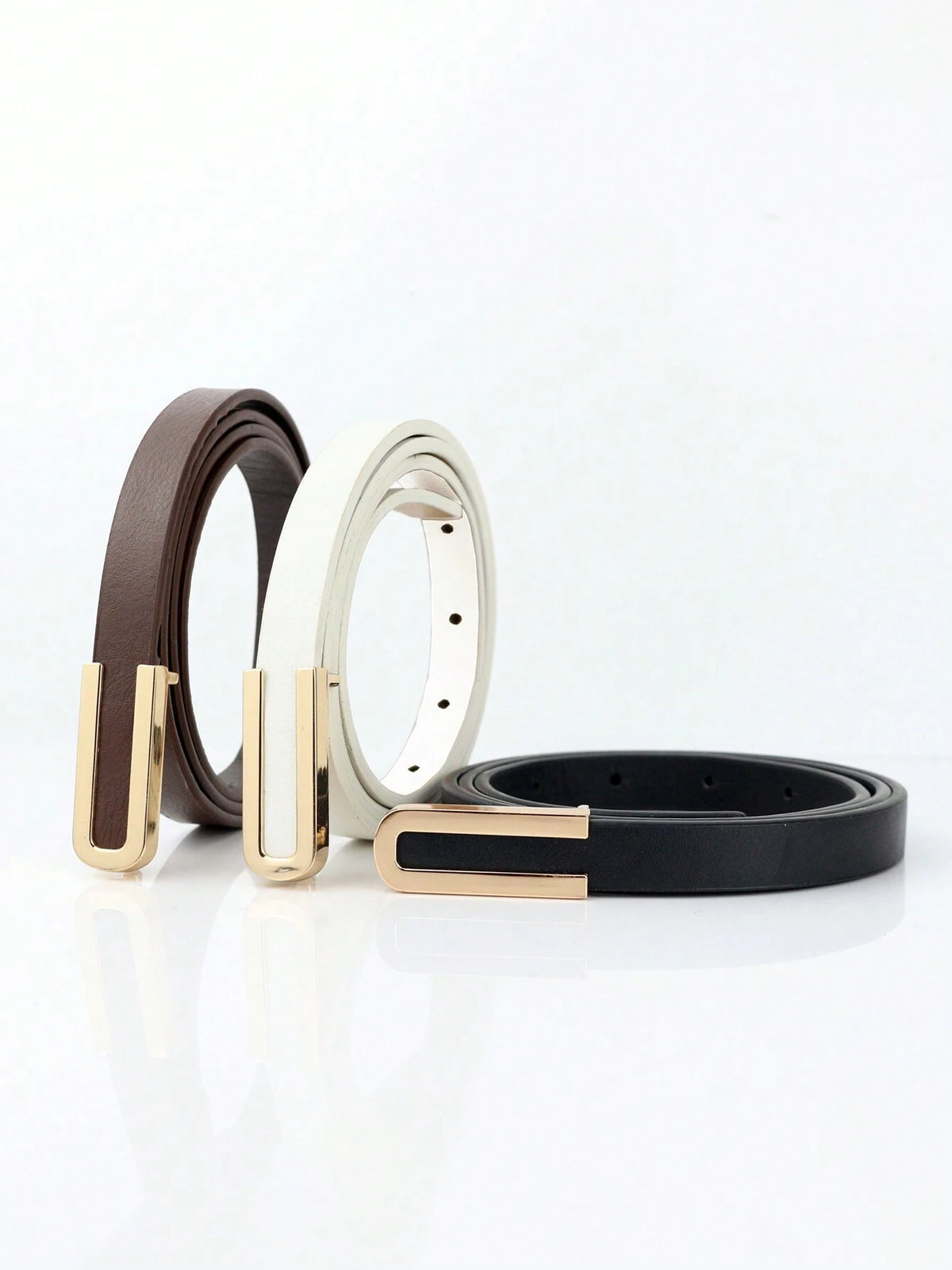 1pc Women Solid Geometric Buckle Fashion Belt For Decoration