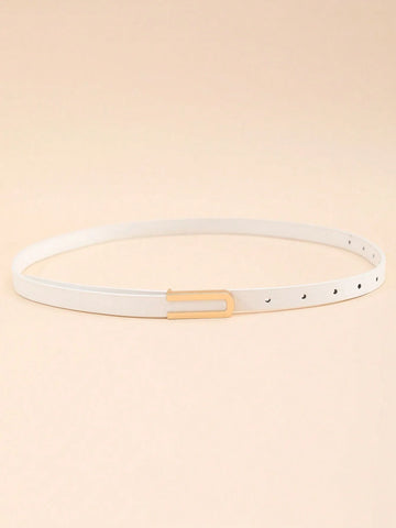 1pc Women Solid Geometric Buckle Fashion Belt For Decoration
