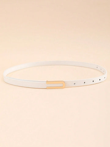 1pc Women Solid Geometric Buckle Fashion Belt For Decoration