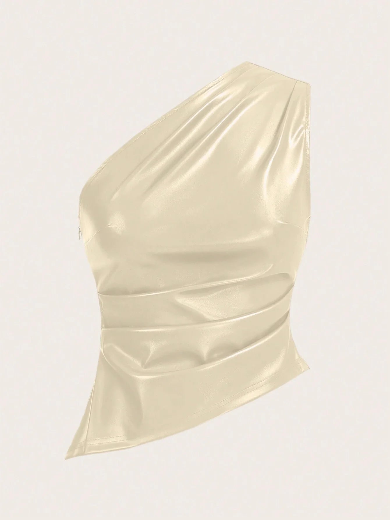 X Belinda Siren Gaze One-Shoulder Smocked PU Top