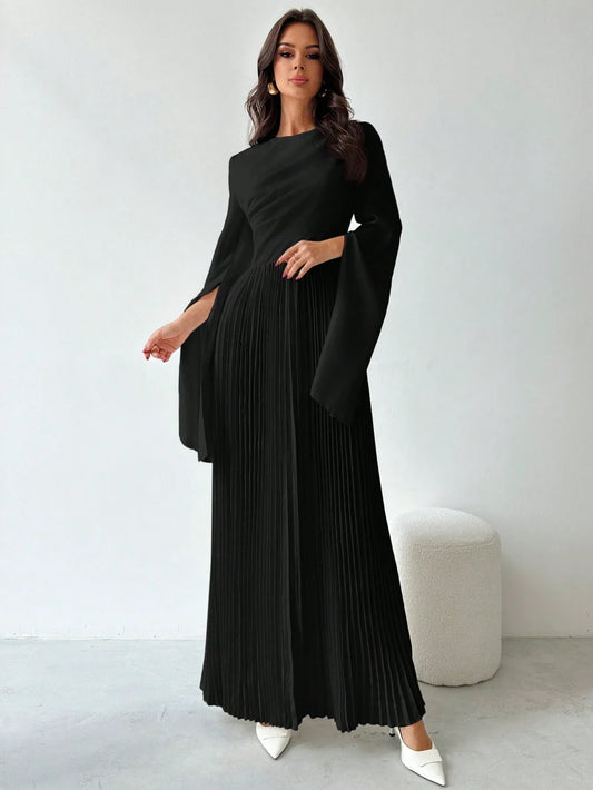 Firerie Elegant Romantic Party Pleated Loose A-Line White Midi Dress