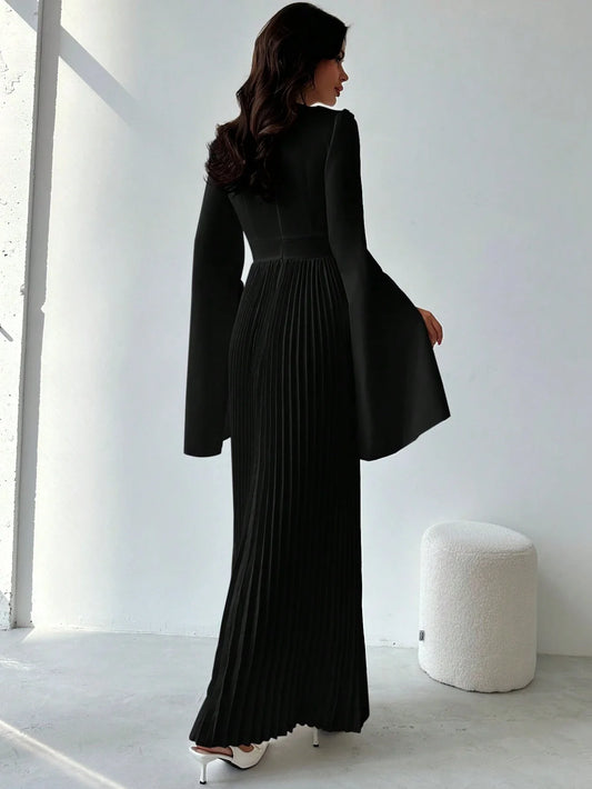 Firerie Elegant Romantic Party Pleated Loose A-Line White Midi Dress