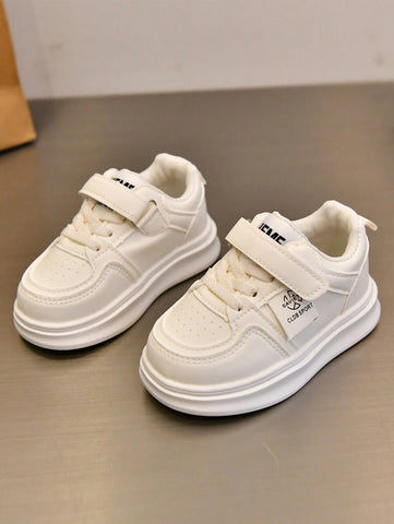 1 Pair Baby Leather Patchwork Color Hook And Loop Sneakers