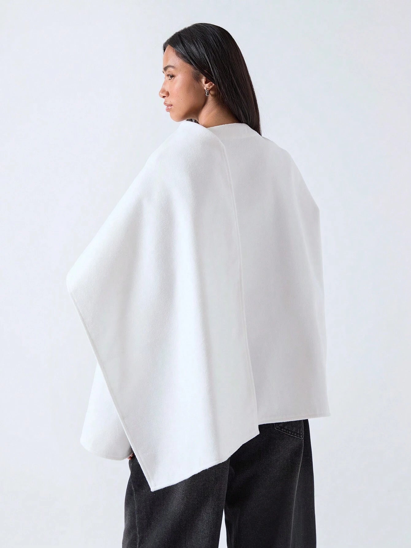 Minimalana Solid Color Cape Coat Poncho Overcoat