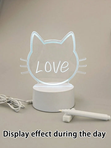 1pc LED Message Board Warm Light Color Night Light, Erasable Writing Message Board Table Lamp