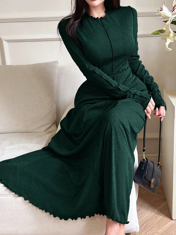 Mulvari Women Elegant Solid Color Long Dress