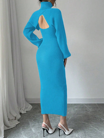 Raffinéa V-Neck Sleeveless Sweater Dress + High Neck Cropped Lantern Sleeve Pullover Sweater Set