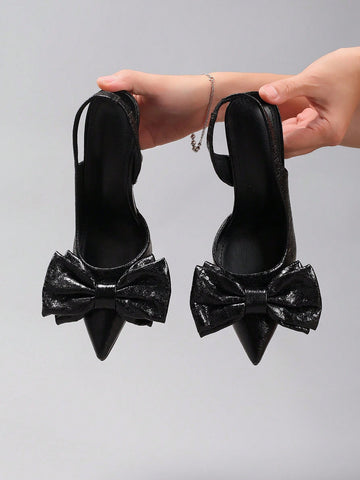 Women's Bowknot Pointed Toe Super High Heel Sandals