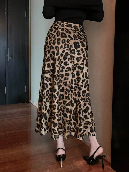 DAZY Leopard Print Mermaid Women Long Skirt
