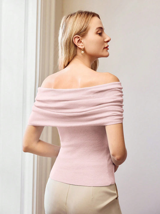 MOTF PREMIUM FOLDOVER OFF THE SHOULDER KNIT TOP