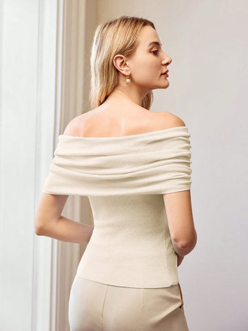 MOTF PREMIUM FOLDOVER OFF THE SHOULDER KNIT TOP