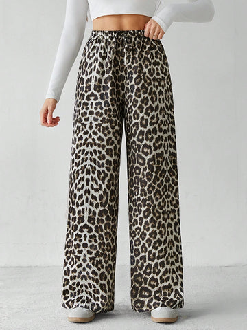 Tall Casual Street Leopard Print Loose Straight Wide Leg Pants