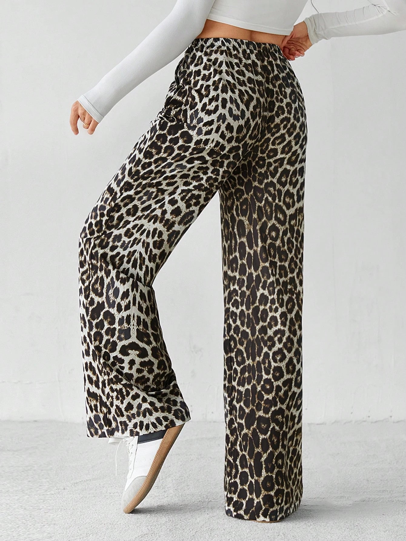 Tall Casual Street Leopard Print Loose Straight Wide Leg Pants