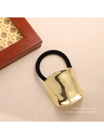5pcs Personalized Alloy Concave Convex Elastic Versatile Cool Style Geometric Square Headpiece Lava Gold Hair Clip