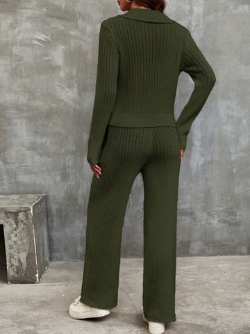 Franclia Ribbed Knit Sweater & Knit Pants