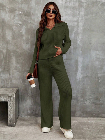 Franclia Ribbed Knit Sweater & Knit Pants