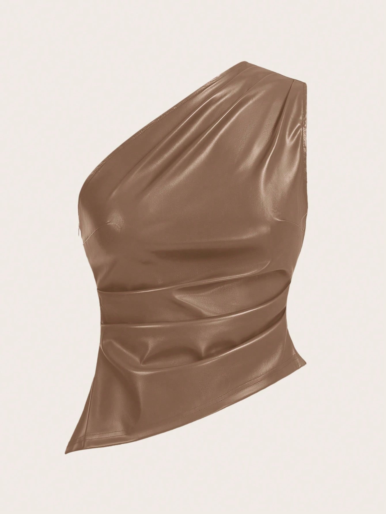 X Belinda Siren Gaze One-Shoulder Smocked PU Top