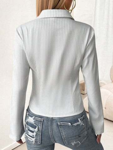 Women's Striped Print Simple Daily Long Sleeve Blouse