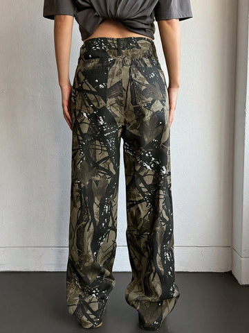 Women's Leopard Print Wide Leg Loose Casual Jeans With Pockets