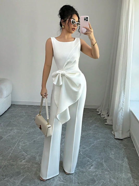 Elenzga Chic Sleeveless Top And Wide-Leg Pants Set